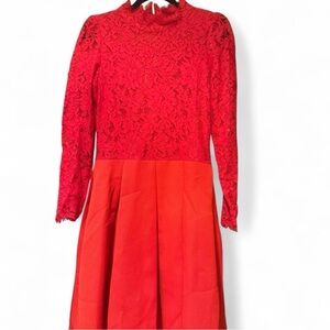 Molly Bracken Red Lace Sheer-Detail Top